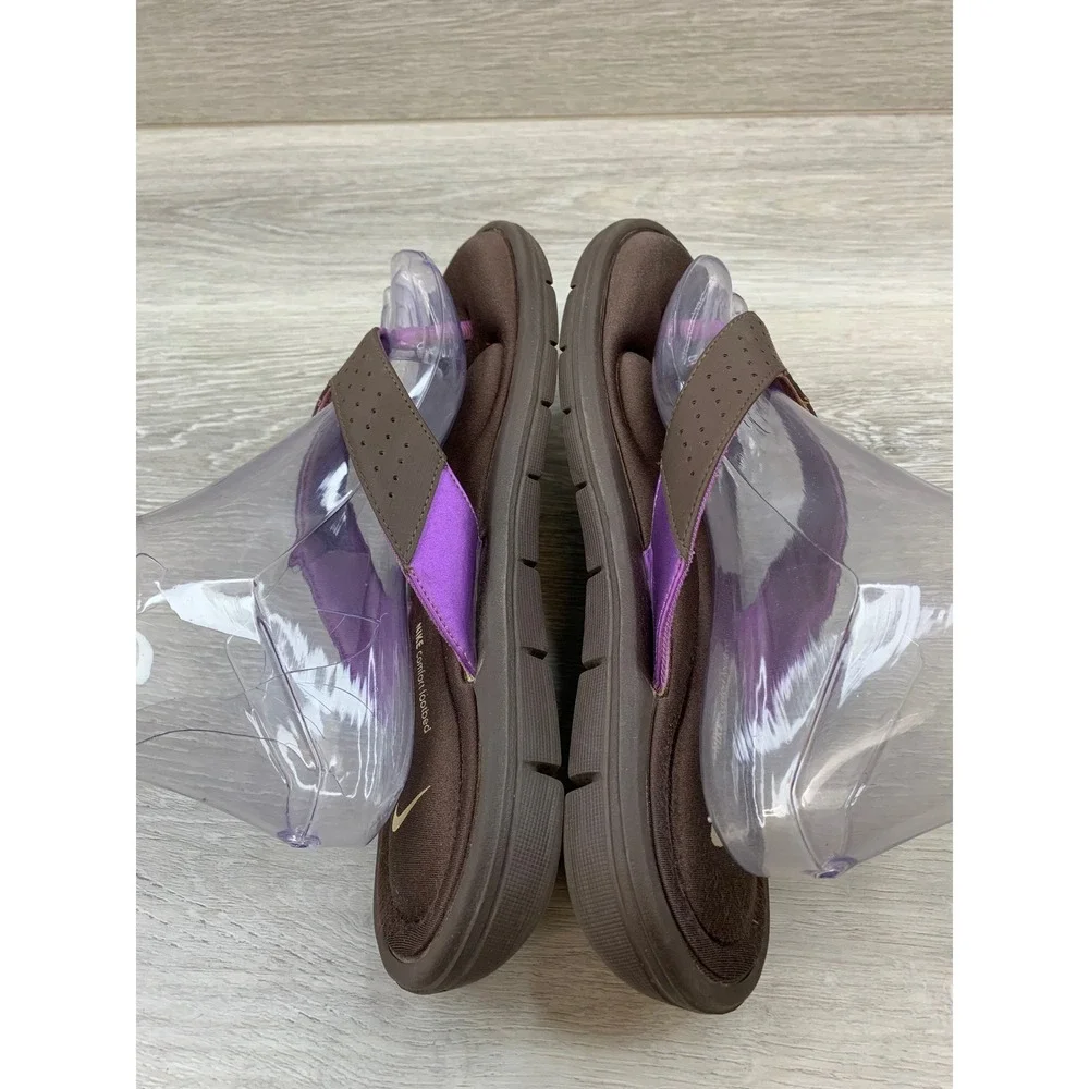 Nike Women's Sandals Comfort Thong Brown Purple Athletic Flip Flop 11 Shoes